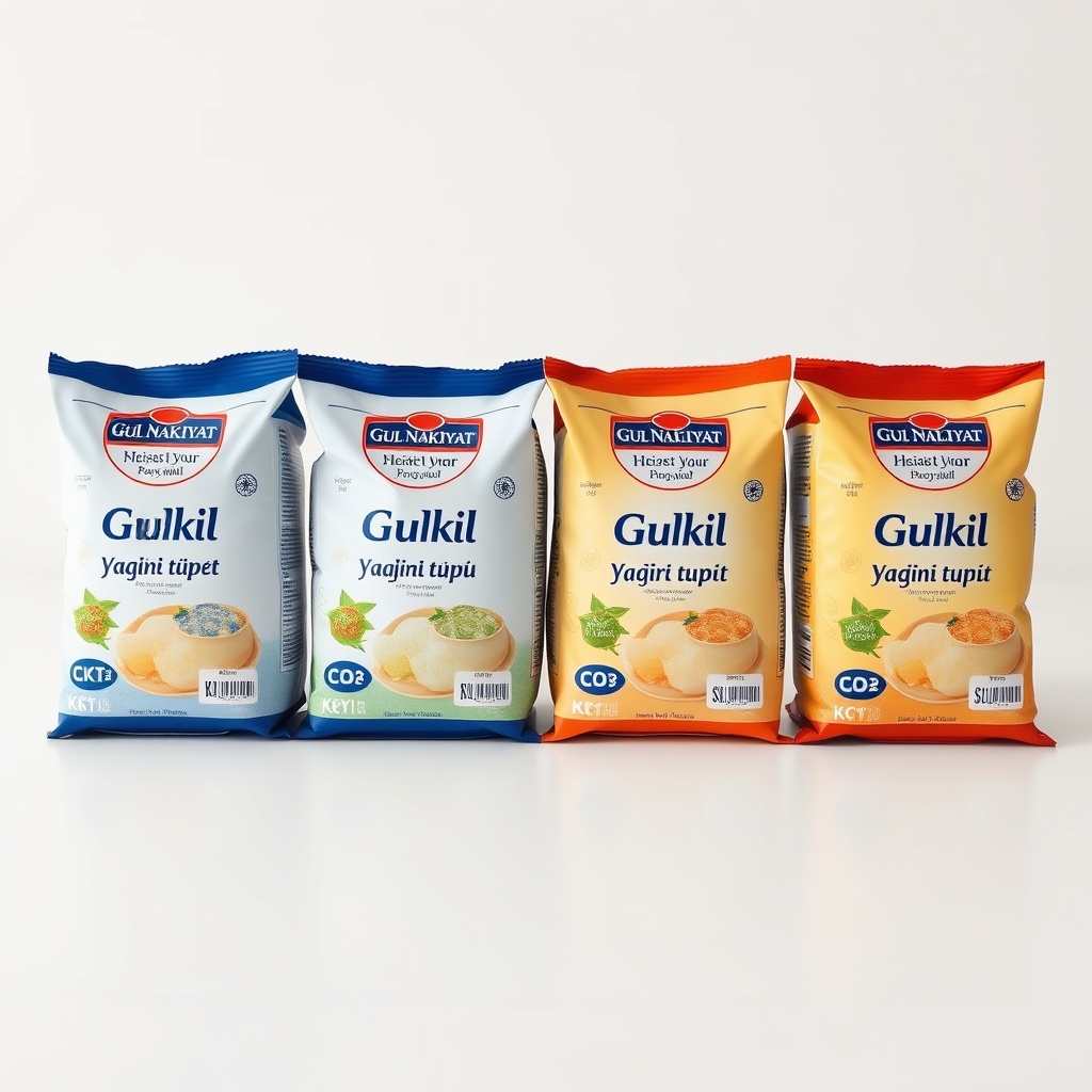 <clean photorealistic photo/illustration of four different Gül Nakliyat 6 kg yangın tüpü t